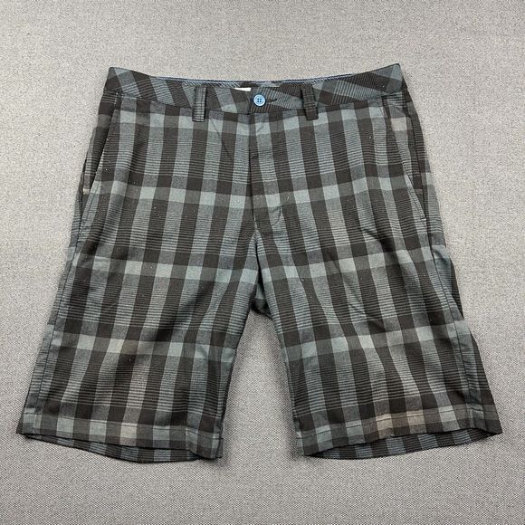 Travis Mathew Golf Shorts Mens Size 34 Black Gray Color Flat Front Casual‎ Strip - Picture 1 of 12